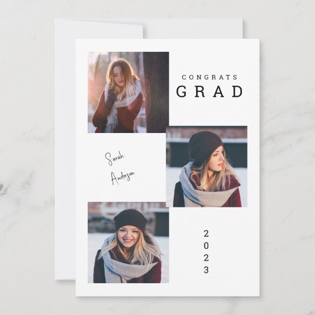 invitación de fotografía de Collage de fotos Grad  (Anverso)