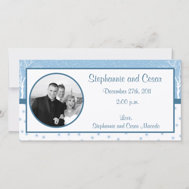 invitación de fotografía de compromiso 4x8 Azul in (Anverso)
