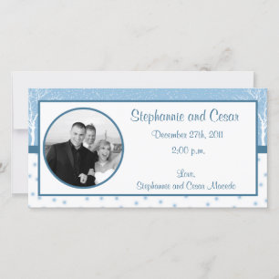 invitación de fotografía de compromiso 4x8 Azul in