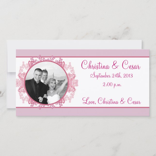 invitación de fotografía de compromiso 4x8 Pink/Pu (Anverso)