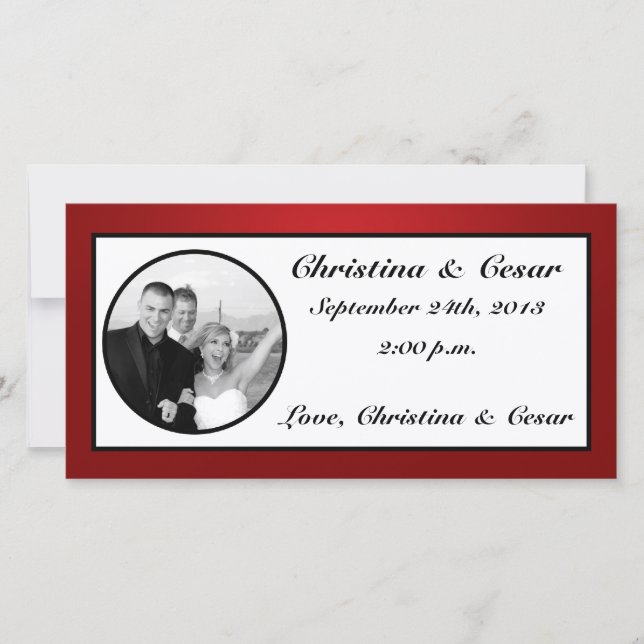 invitación de fotografía de compromiso 4x8 Rojo ár (Anverso)