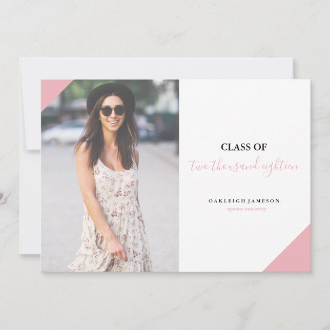 Invitación de fotografía de grado de caligrafía ro (Anverso)