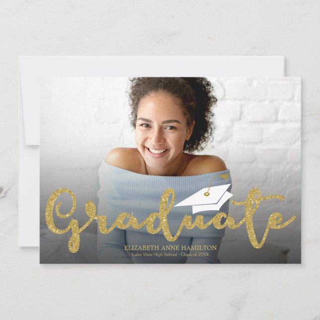 Invitación de fotografía de grado de secundaria Pu (Anverso)