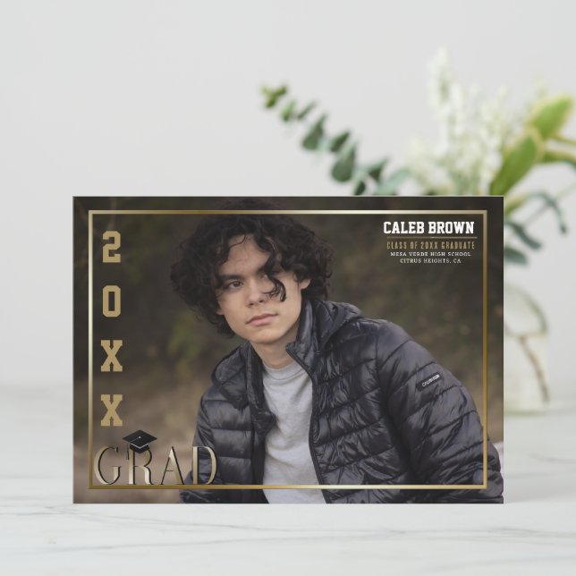 Invitación de fotografía de graduación de grado Go (Anverso de pie)