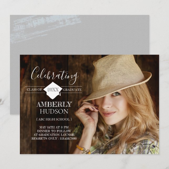 Invitación de fotografía de graduación de Grand Ac (Anverso / Reverso)