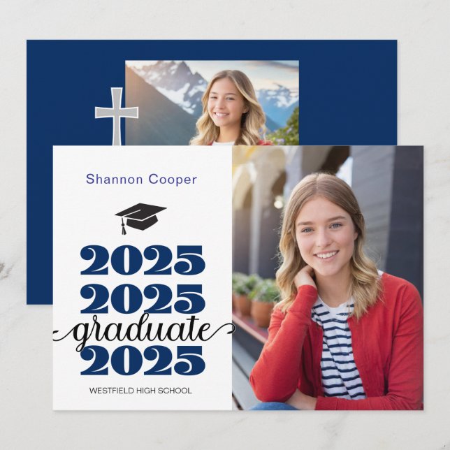 invitación de fotografía de graduación de la gradu (Anverso / Reverso)