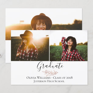 Invitación de fotografía de graduación de oro Rosa