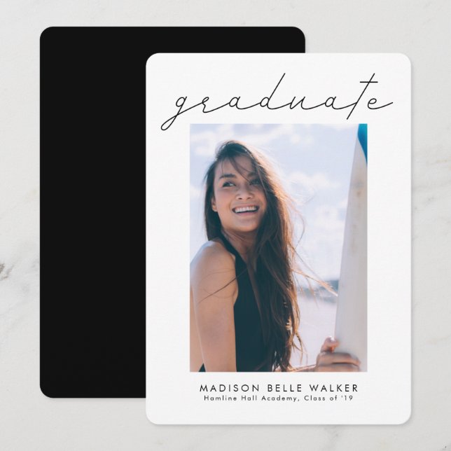 Invitación de fotografía de graduación moderna par (Anverso / Reverso)