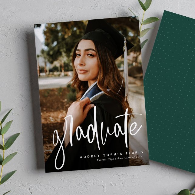 Invitación de fotografía de graduado de moda green (Subido por el creador)