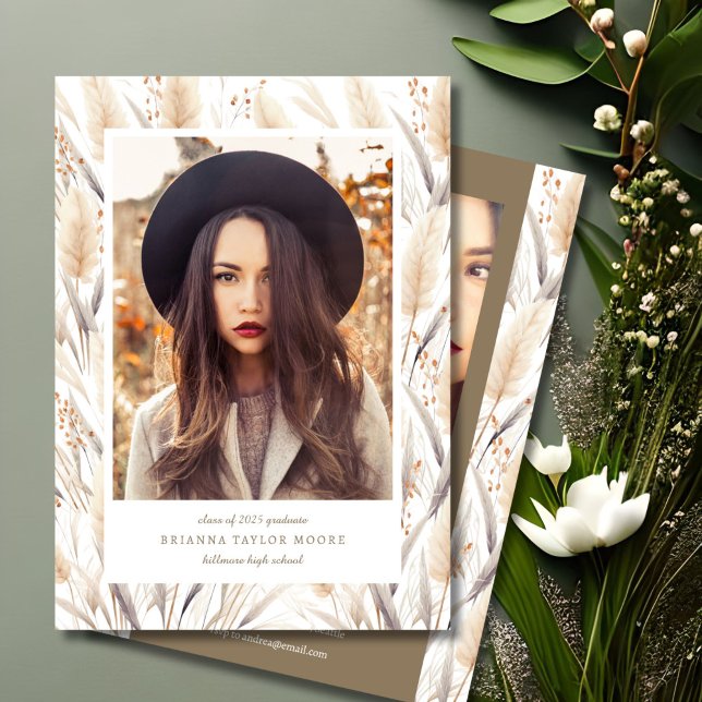 Invitación de fotografía de graduados de Boho Pamp (Subido por el creador)