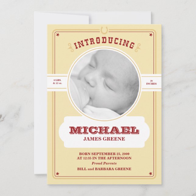 Invitación de fotografía para bebés de occidente (Anverso)