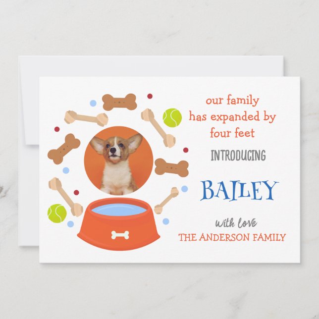 Invitación de fotos de adopción de perro Mascota l (Anverso)
