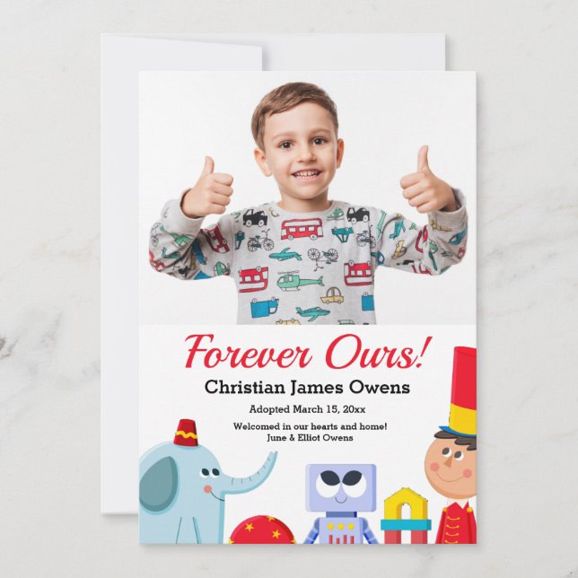 Invitación de fotos de adopción para siempre (Anverso)