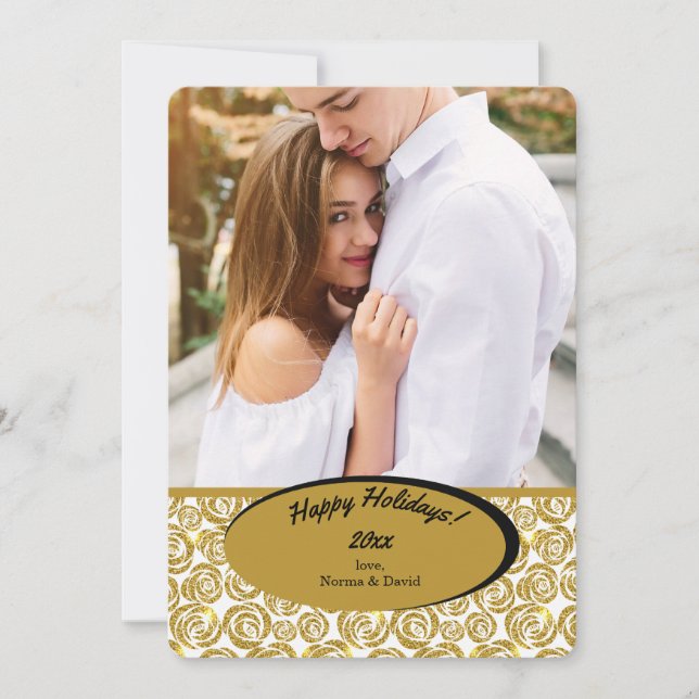 Invitación de Fotos de Flores de Oro (Anverso)
