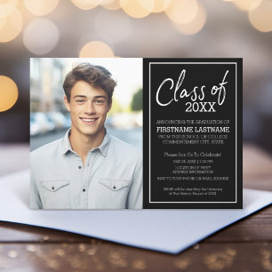 Invitación de fotos de graduación de Black & White