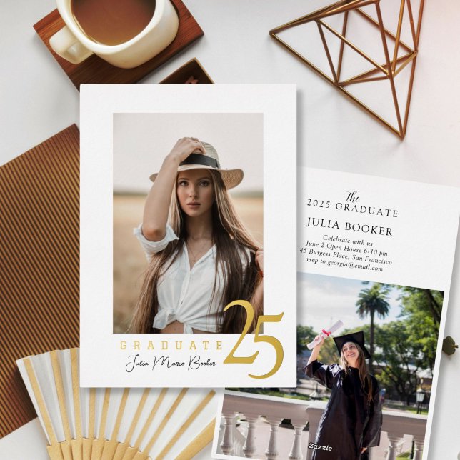 Invitación de fotos de graduación de Golden 25 (Subido por el creador)