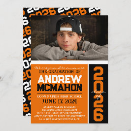 Invitación de fotos de graduación de naranja y neg