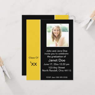 Invitación de fotos de graduación en negro y amari
