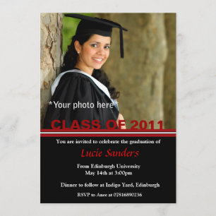 Invitación de fotos de graduación en rojo y negro