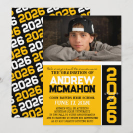 Invitación de fotos de graduación moderna de oro y