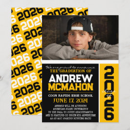 Invitación de fotos de graduación moderna en negro