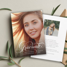 Invitación de fotos de graduados con guión de Moda