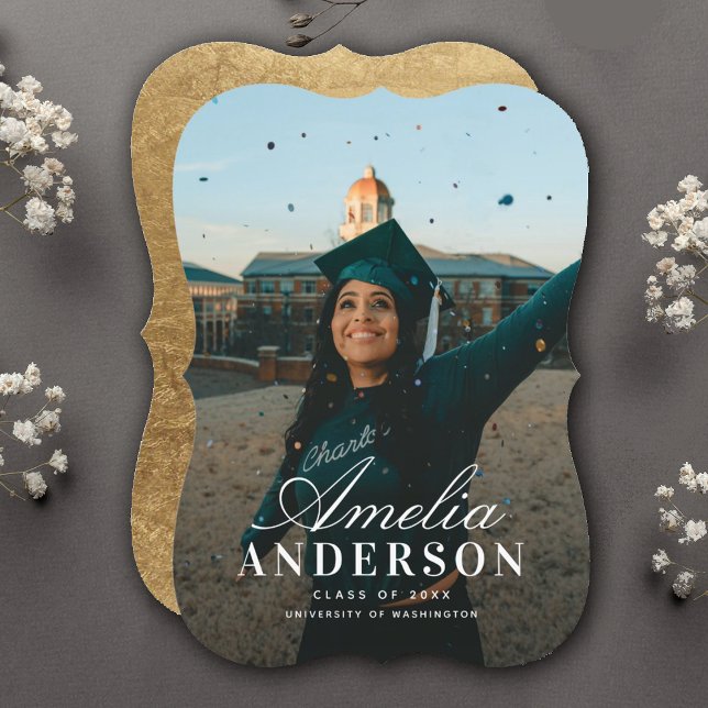 Invitación de fotos de graduados con guión de Moda (Subido por el creador)