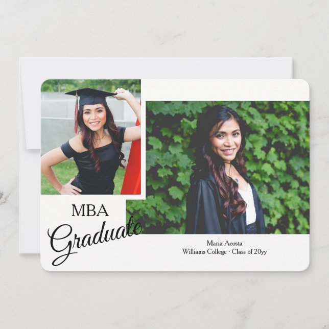 Invitación de fotos de graduados con guión oscuro (Anverso)