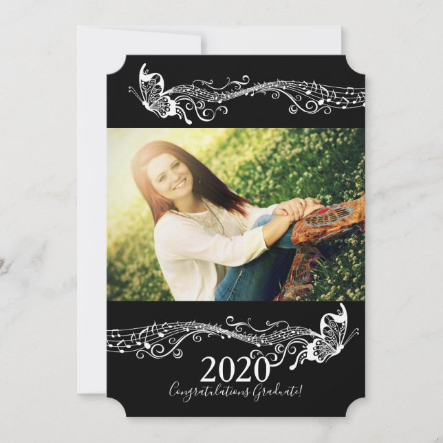 Invitación de fotos de graduados de música maripos (Anverso)