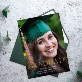 Invitación de fotos de graduados de oro
