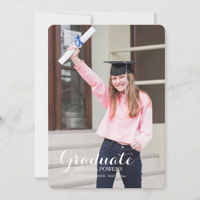 Invitación de fotos de graduados felices (Anverso)