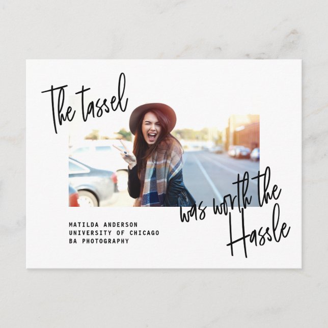 Invitación de fotos de graduados modernos + invita (Anverso)