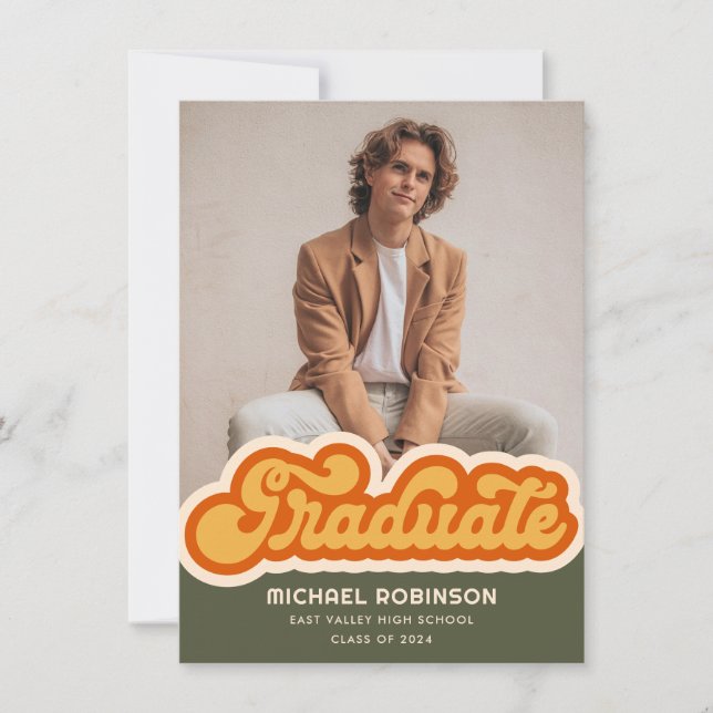 Invitación de fotos de graduados retro (Anverso)
