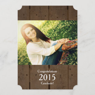Invitación de fotos de graduados Rustic Wood 2015