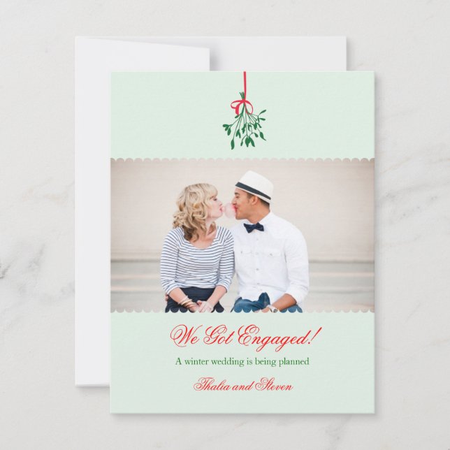 Invitación de fotos de Mistletoe Engagement (Anverso)