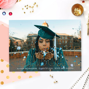 Invitación de fotos de Purpurina de oro graduado
