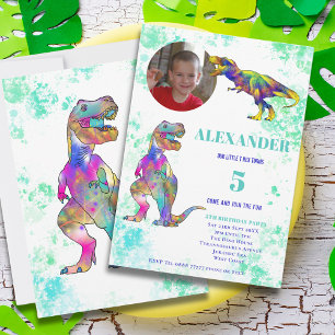 Invitación de Fotos del 5to Cumpleaños de Dinosaur