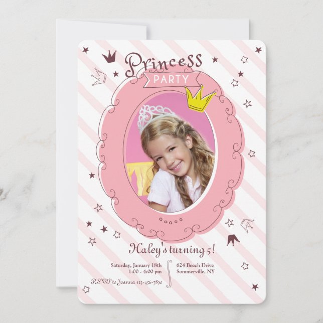 Invitación de Fotos para Fiesta de Princesa (Anverso)