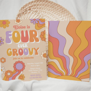 Invitación de Fourever Groovy   4 cumpleaños