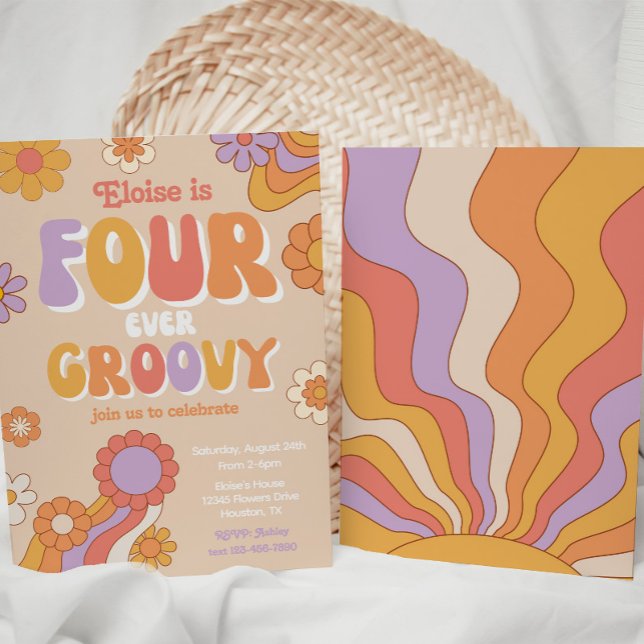Invitación de Fourever Groovy | 4 cumpleaños (Subido por el creador)