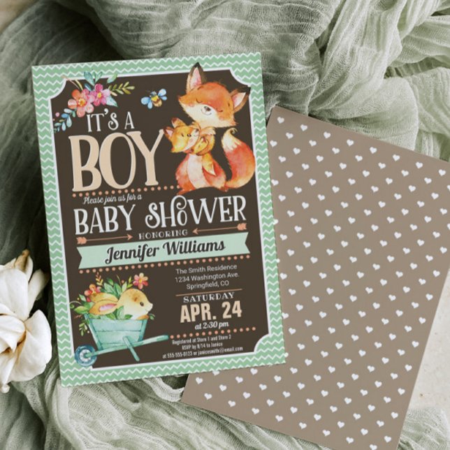 Invitación de Fox Baby Shower, Woodland Boy (Subido por el creador)
