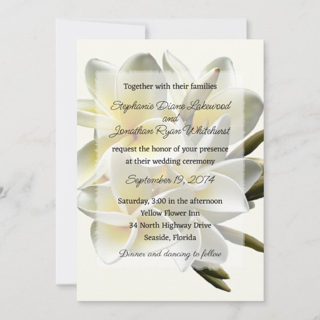 Invitación de Frangipani, Boda hawaiano (Anverso)