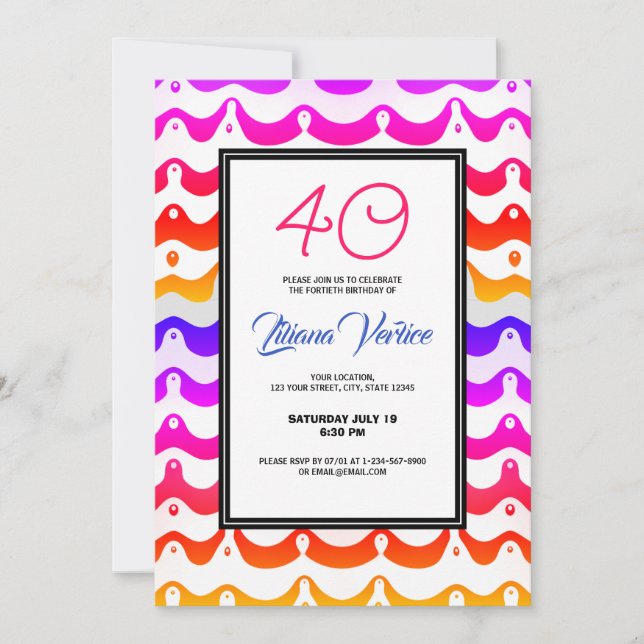 Invitación de franjas onduladas de la Psicodelació (Anverso)