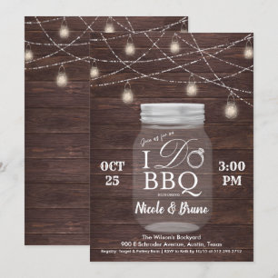 Invitación de frasco de albañil para barbacoa rúst