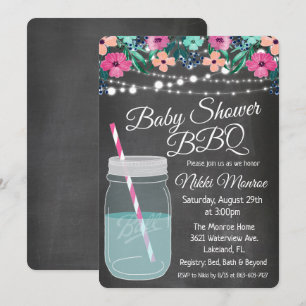 Invitación de frasco de Mason para barbacoa de bab