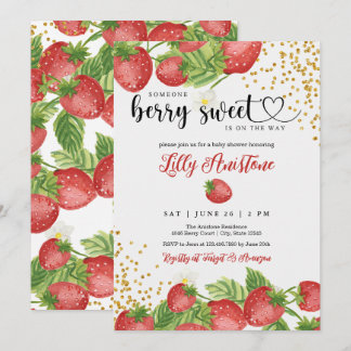 Invitación de fresa Baby Shower Berry Sweet