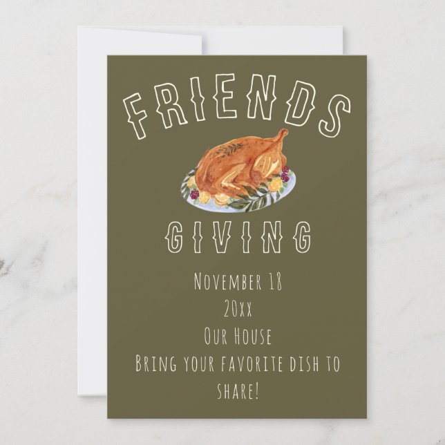 Invitación de Friendsgiving Acuarela  (Anverso)