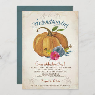 Invitación de Friendsgiving - calabaza de la