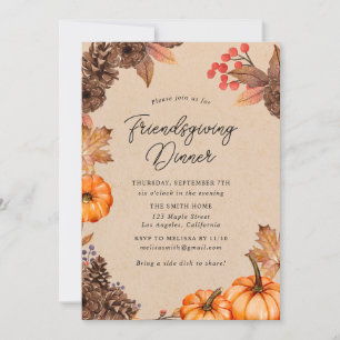 Invitación de Friendsgiving de calabaza