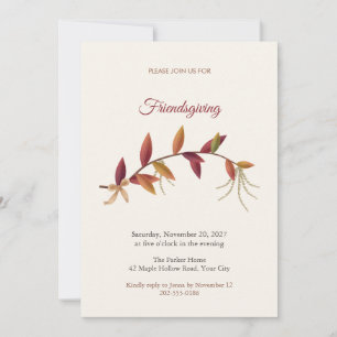 Invitación de Friendsgiving de hojas de otoño de S